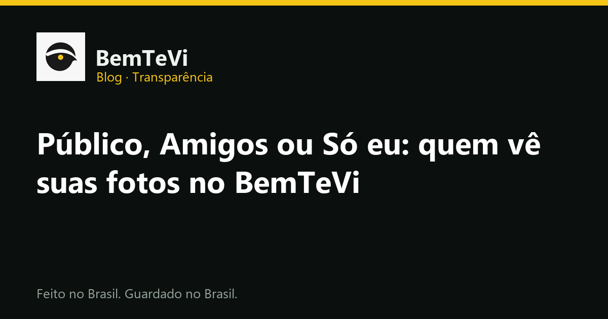 Quem vê suas fotos no BemTeVi: Público, Amigos ou Só eu